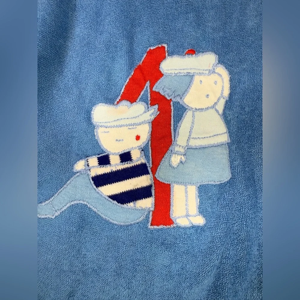 SAB' VINTAGE 80s Terrycloth Nautical Applique Sleeper Footie Pajamas‎ Size 6-12M